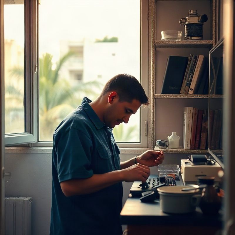 Técnico atendendo em apartamento no Rio de Janeiro